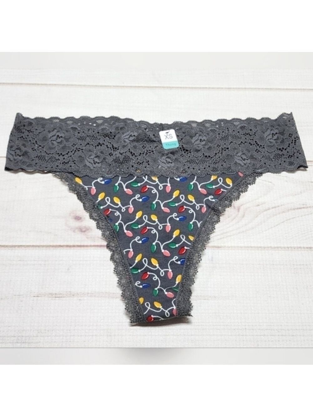 Maurices Simply Comfy Holiday Lights Cotton Thong Panty XS - New With Tags